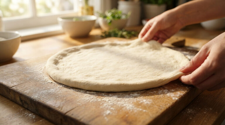 Recette de pâte à pizza rapide sans repos, prête en 10 minutes avec ingrédients simples